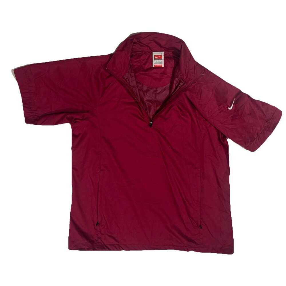 Nike Golf Storm Fit Jacket Mens SM Red Pullover Half Zip Windshirt Short Sleeve